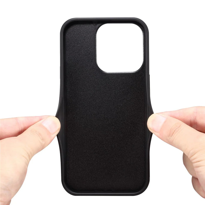 For iPhone 13 Pro Max Case Crocodile Textured Leather Covered Hybrid Slim Phone Case - Black - 3