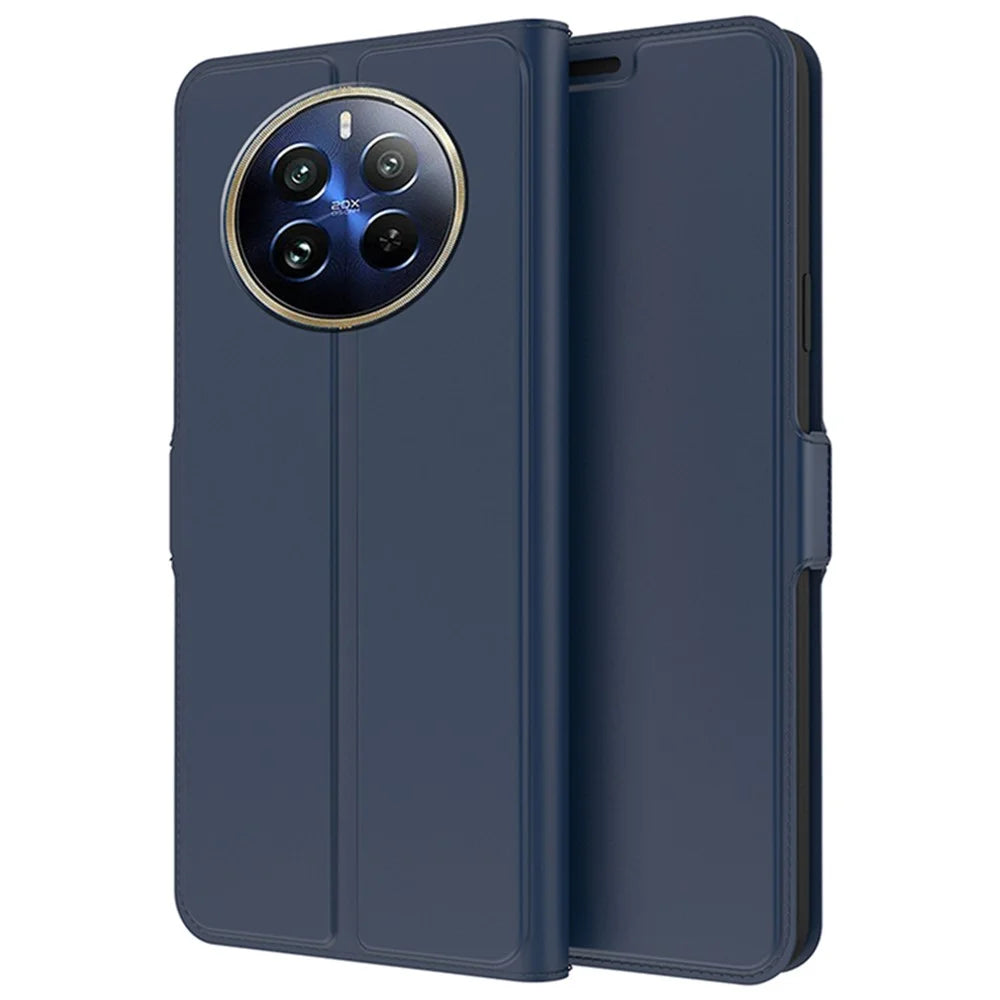 For Realme 12 Pro 5G / 12 Pro+ 5G Case PU Leather Shockproof TPU Stand Phone Cover - Blue - 1
