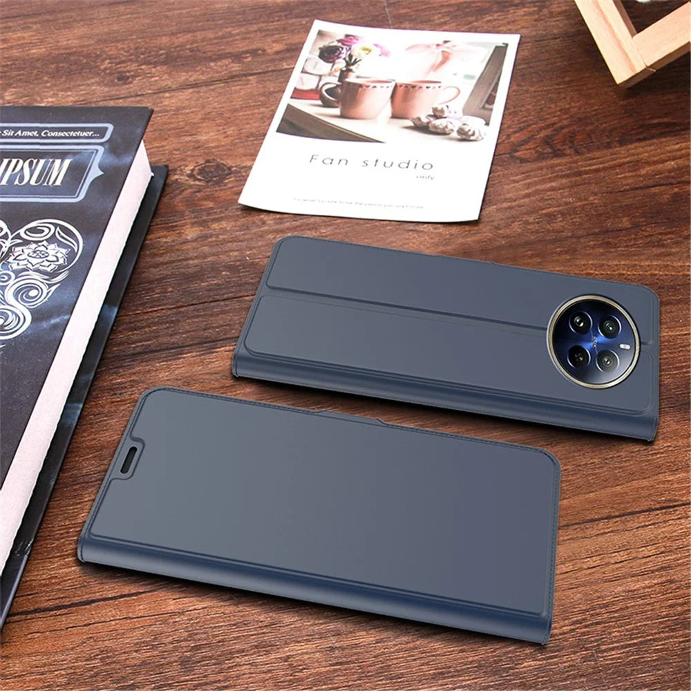 For Realme 12 Pro 5G / 12 Pro+ 5G Case PU Leather Shockproof TPU Stand Phone Cover - Blue - 7