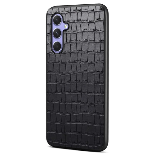 For Samsung Galaxy A54 5G Cases Crocodile Textured Leather+PC+TPU Phone Cover - Black - 1