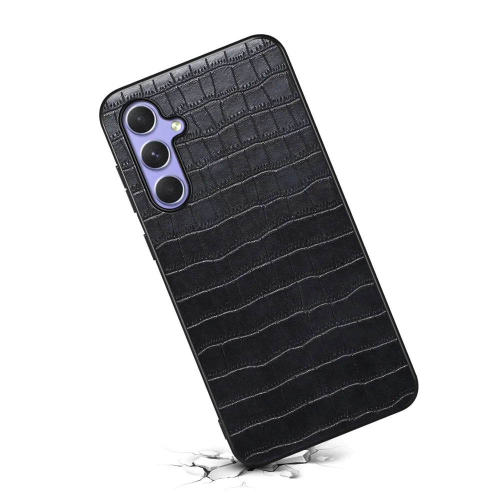 For Samsung Galaxy A54 5G Cases Crocodile Textured Leather+PC+TPU Phone Cover - Black - 2