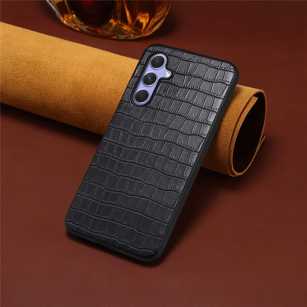 For Samsung Galaxy A54 5G Cases Crocodile Textured Leather+PC+TPU Phone Cover - Black - 4