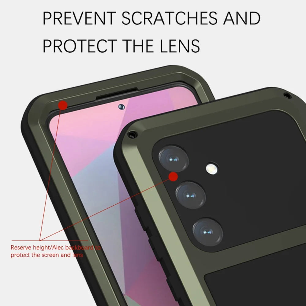 LOVE MEI For Samsung Galaxy S24+ Case with Tempered Glass Film Metal+Silicone Cover - Black - 2