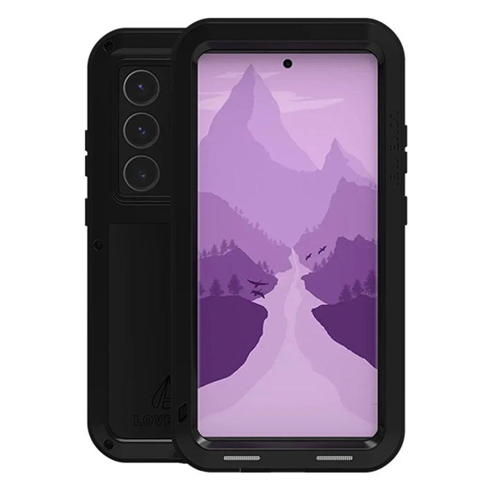 LOVE MEI For Samsung Galaxy S24 Ultra Case Metal+Silicone Phone Cover (without Tempered Glass) - Black - 1