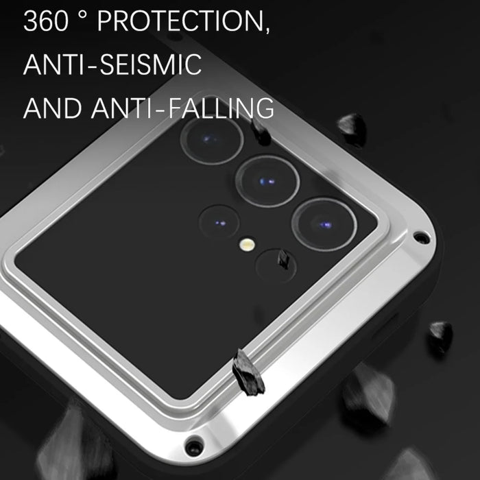 LOVE MEI For Samsung Galaxy S24 Ultra Case Metal+Silicone Phone Cover (without Tempered Glass) - Black - 3