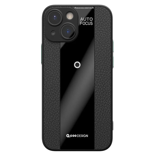 Q.COO For iPhone 13 Drop Protection Phone Cover PU Leather+TPU+Acrylic Phone Case - Black - 1