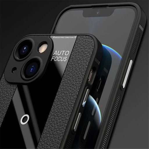 Q.COO For iPhone 13 Drop Protection Phone Cover PU Leather+TPU+Acrylic Phone Case - Black - 2