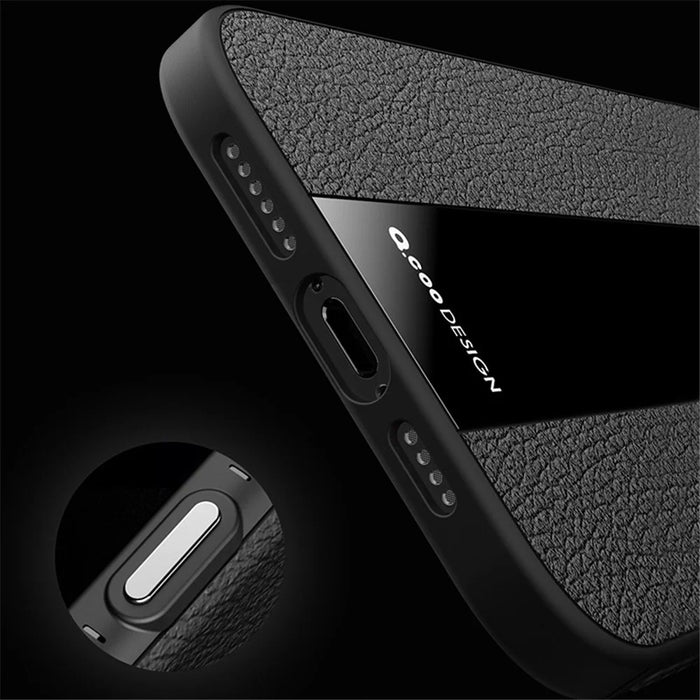 Q.COO Textured Phone Case for iPhone 13 mini Slim-Fit PU Leather+TPU+Acrylic Phone Shell - Black - 4