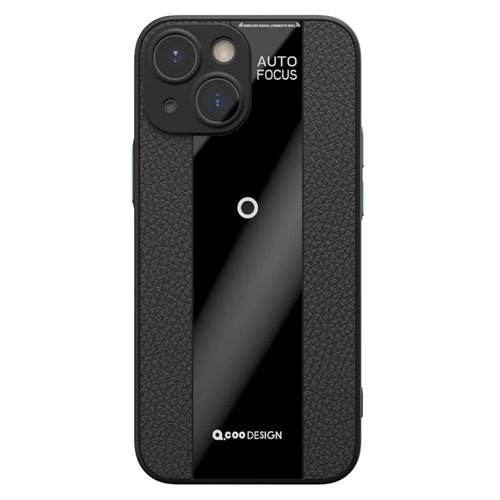 Q.COO For iPhone 14 Phone Case Anti-Drop PU Leather+TPU+Acrylic Ultra-Thin Cell Phone Cover - Black - 1