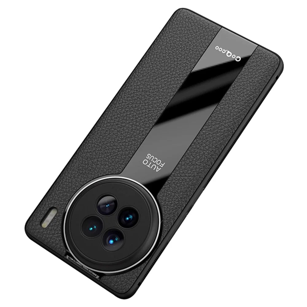 Q.COO For vivo X90 5G Cell Phone Case Drop-proof PU Leather+TPU+Acrylic Shell - Black - 1