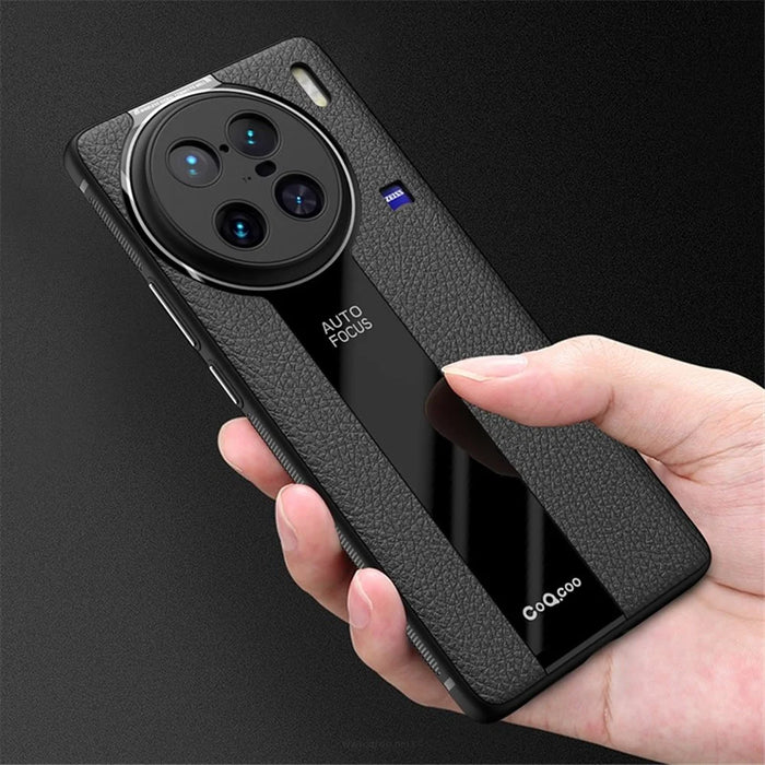Q.COO For vivo X90 5G Cell Phone Case Drop-proof PU Leather+TPU+Acrylic Shell - Black - 5