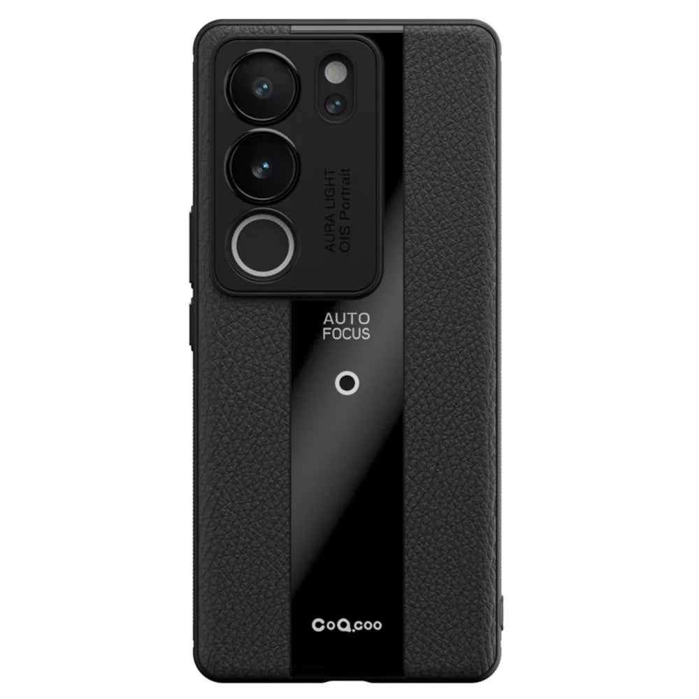 Q.COO For vivo S17 5G / S17 Pro 5G Cell Phone Cases Slim-Fit Leather Coated TPU+Acrylic Cover - Black - 1