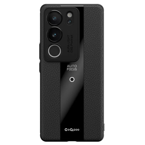 Q.COO For vivo S17 5G / S17 Pro 5G Cell Phone Cases Slim-Fit Leather Coated TPU+Acrylic Cover - Black - 1