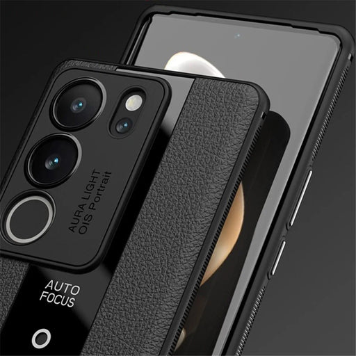 Q.COO For vivo S17 5G / S17 Pro 5G Cell Phone Cases Slim-Fit Leather Coated TPU+Acrylic Cover - Black - 2