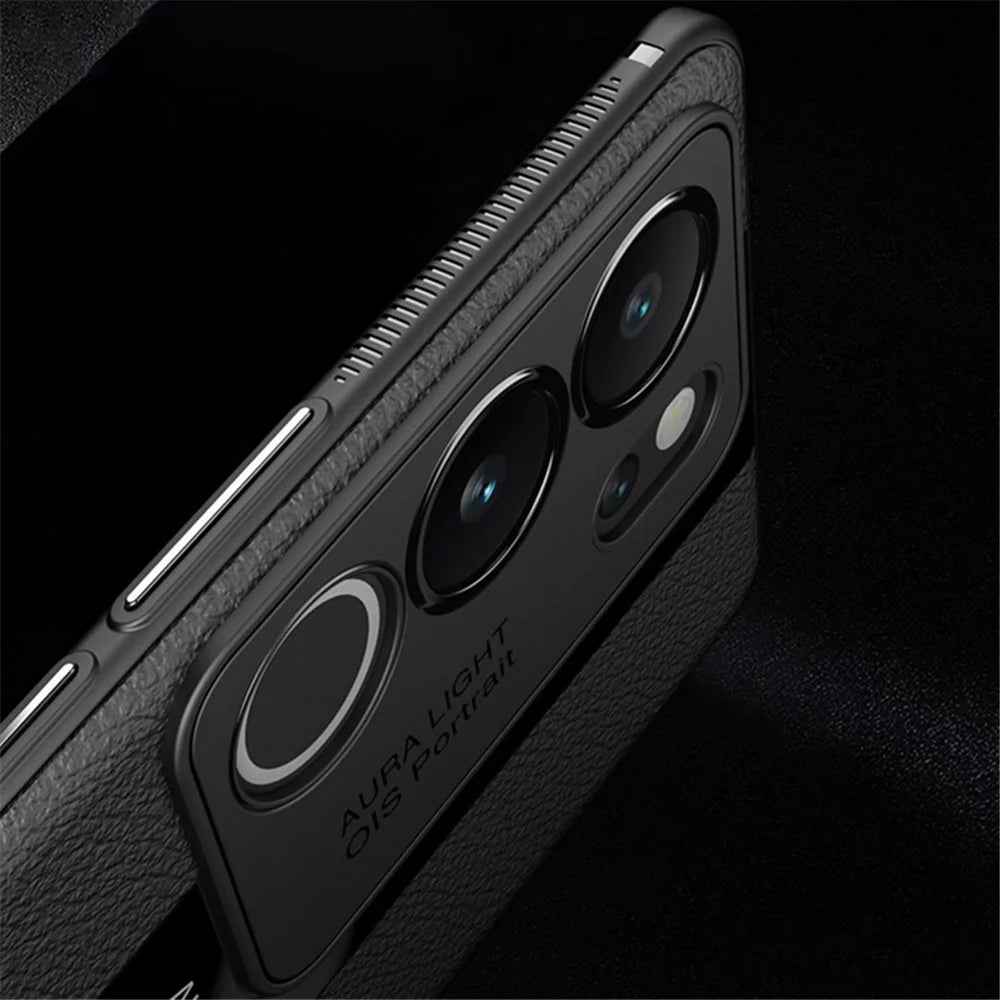 Q.COO For vivo S17 5G / S17 Pro 5G Cell Phone Cases Slim-Fit Leather Coated TPU+Acrylic Cover - Black - 3