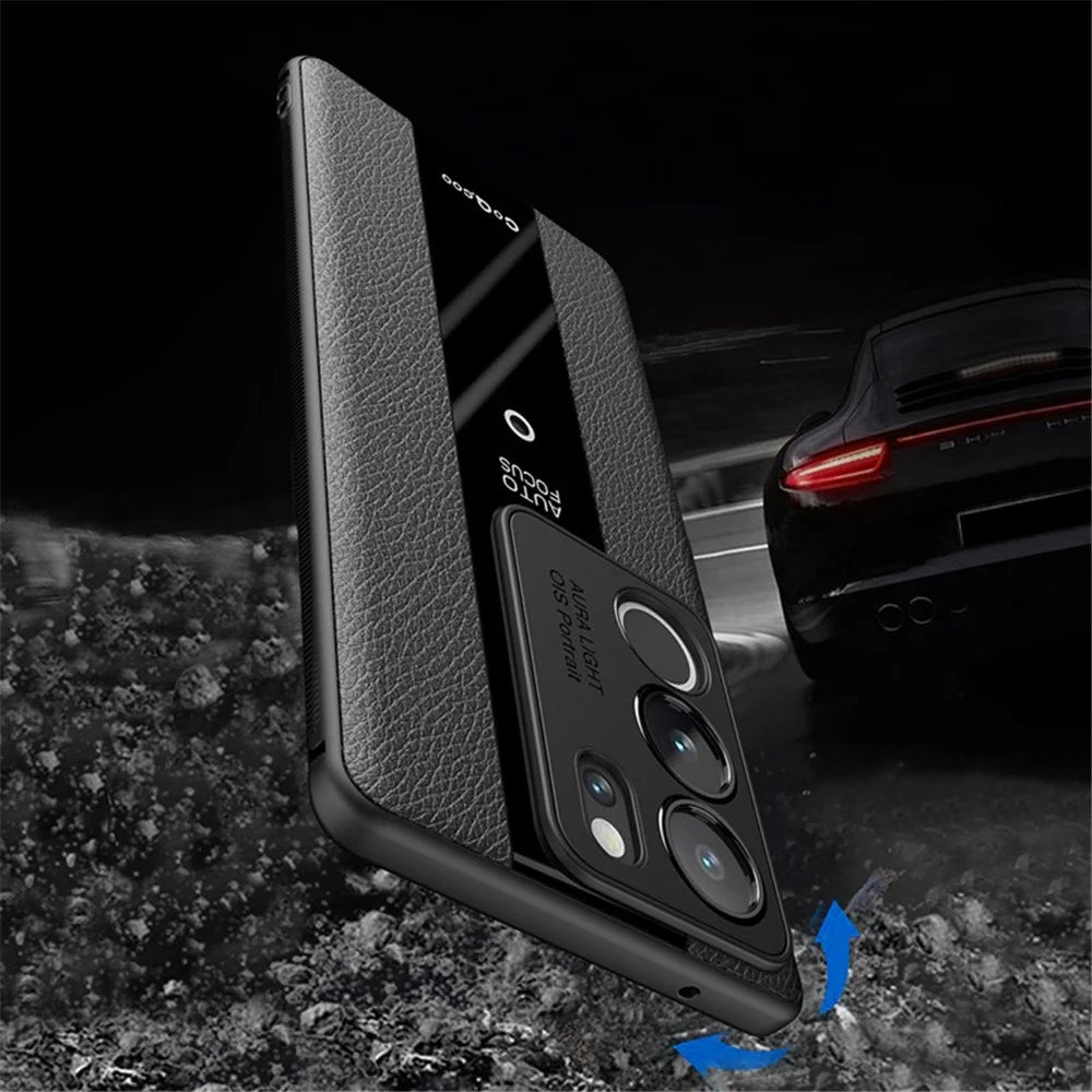 Q.COO For vivo S17 5G / S17 Pro 5G Cell Phone Cases Slim-Fit Leather Coated TPU+Acrylic Cover - Black - 6