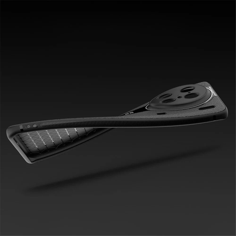 Q.COO For vivo X90 Pro 5G Cell Phone Cases Leather Coated TPU+Acrylic Shell with Anti-slip Stripes - Black - 4