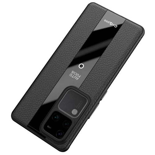 Q.COO Case for vivo S18 5G / S18 Pro 5G Cover PU Leather Coated TPU+Acrylic Phone Shell - Black - 1
