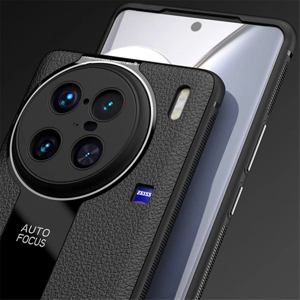 Q.COO For vivo X90 Pro+ 5G Shockproof Phone Cover PU Leather+TPU+Acrylic Back Case - Black - 2