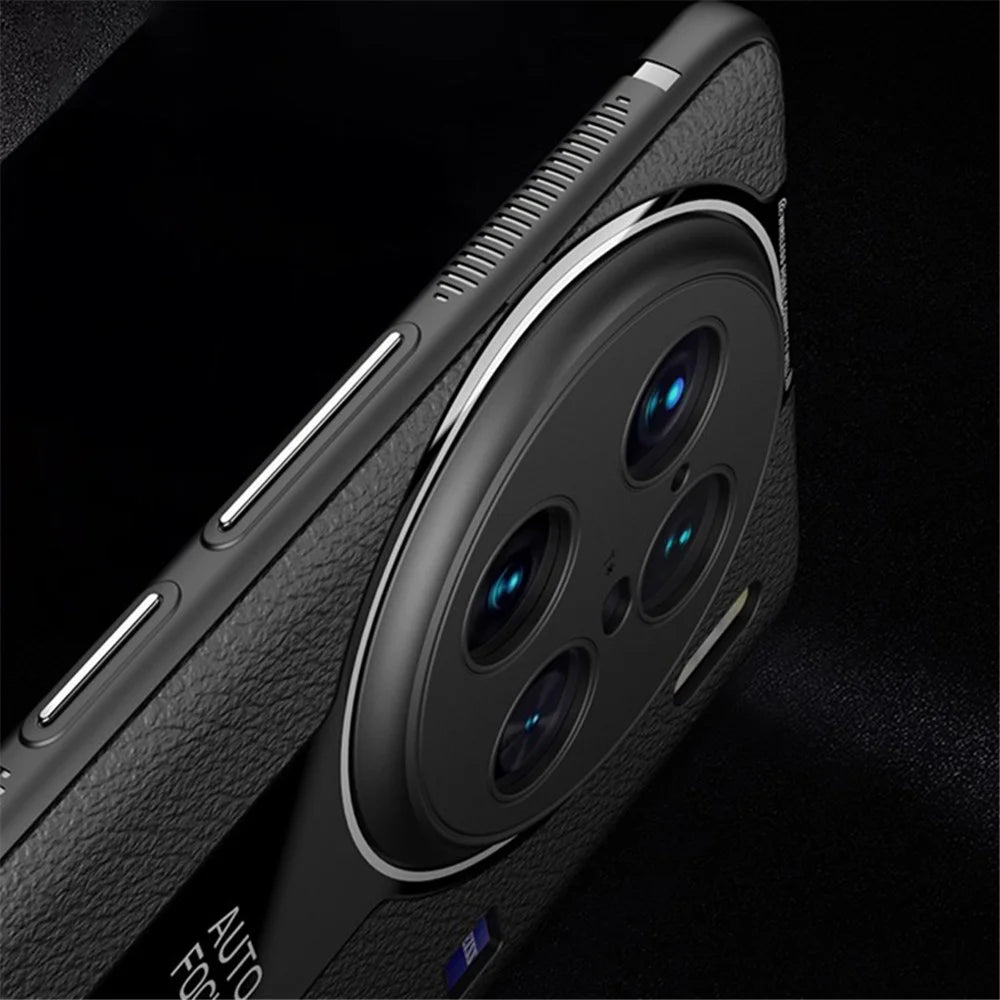 Q.COO For vivo X90 Pro+ 5G Shockproof Phone Cover PU Leather+TPU+Acrylic Back Case - Black - 3