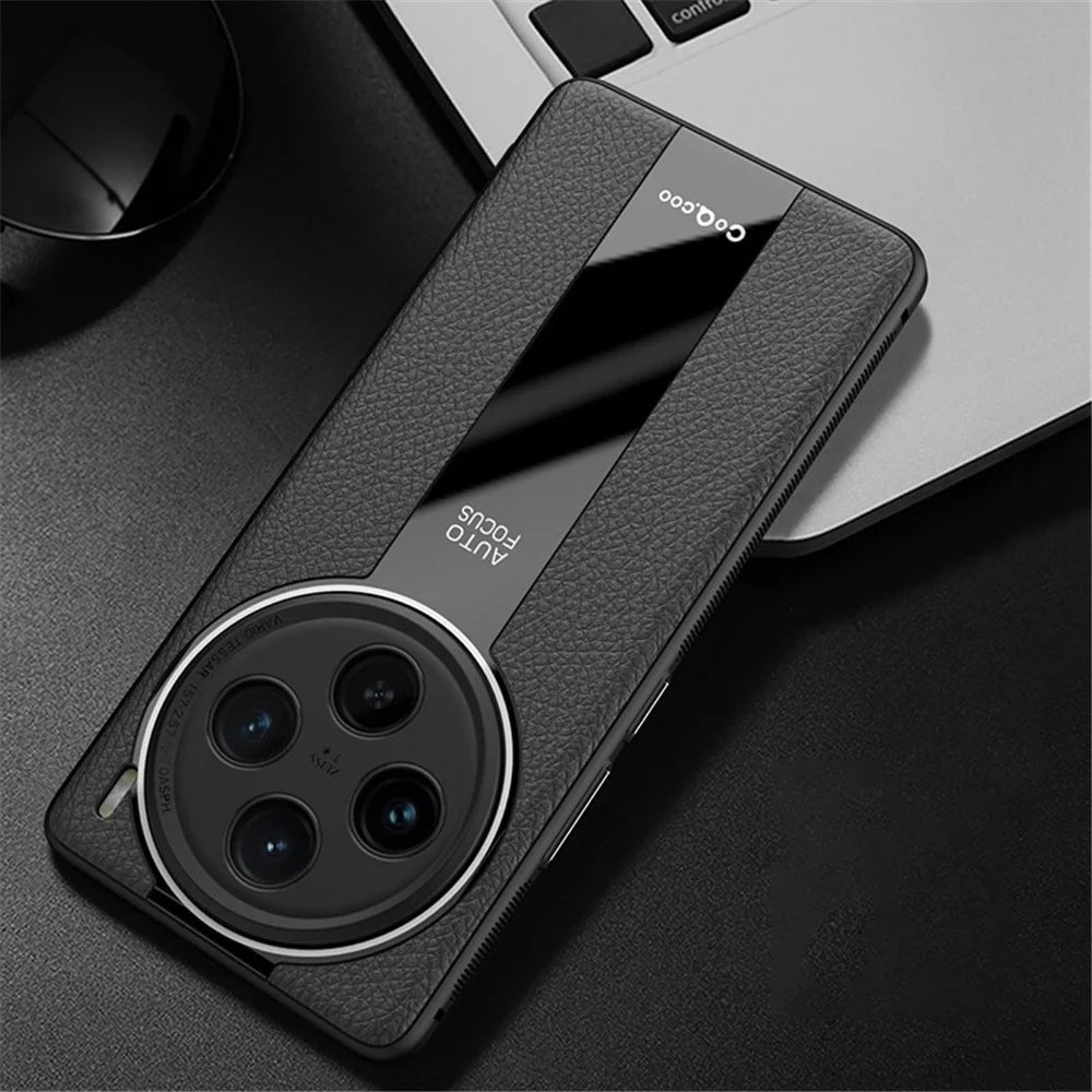 Q.COO For vivo X100 5G Case PU Leather+TPU+Acrylic Scratch-resistant Back Phone Cover - Black - 7