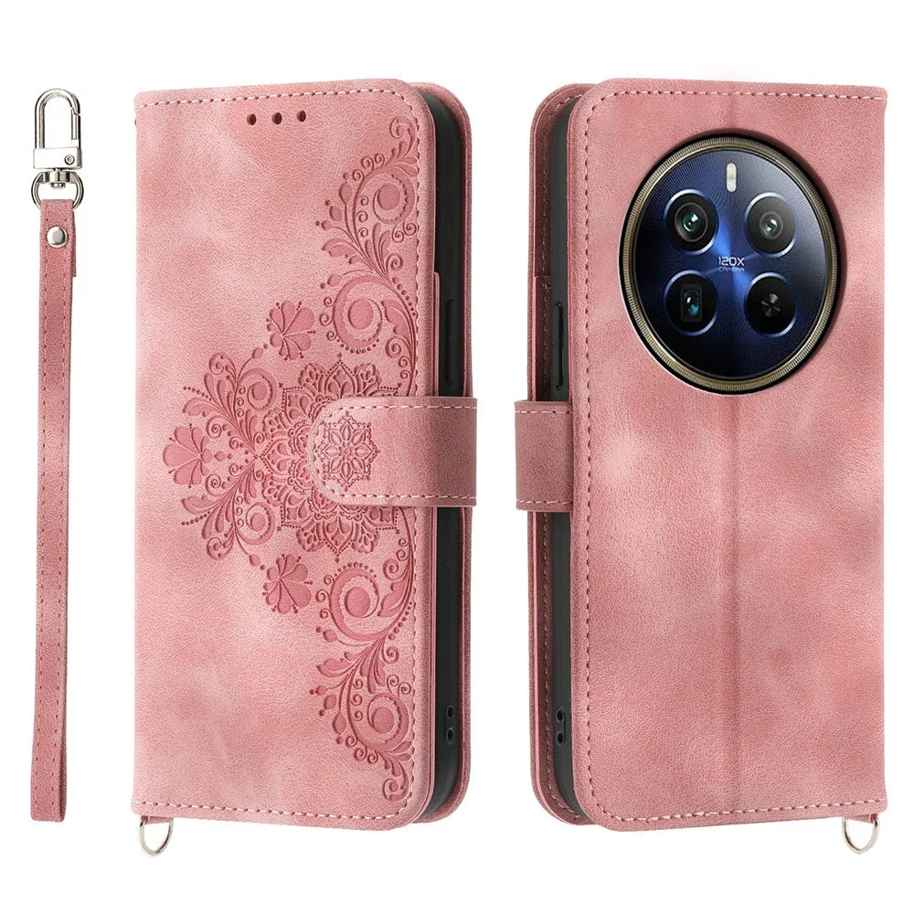 For Realme 12 Pro+ 5G / Realme 12 Pro 5G Multiple Card Slots PU Leather Case Stand Phone Cover - Pink - 1