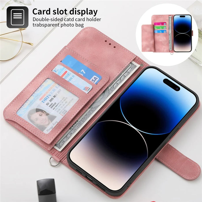 For Realme 12 Pro+ 5G / Realme 12 Pro 5G Multiple Card Slots PU Leather Case Stand Phone Cover - Pink - 4