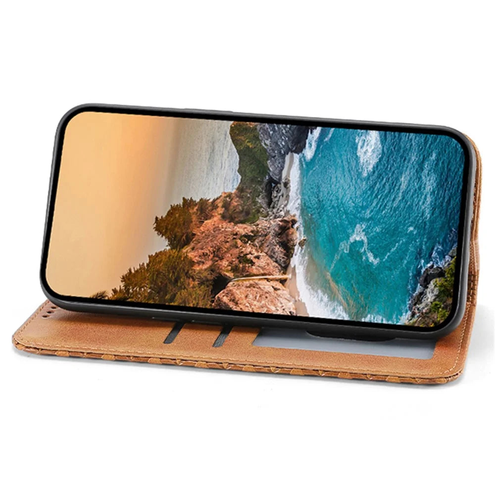 For Realme 12 Pro 5G / Realme 12 Pro+ 5G Case Rhombus Imprinted PU Leather+TPU Phone Cover - Yellow - 3