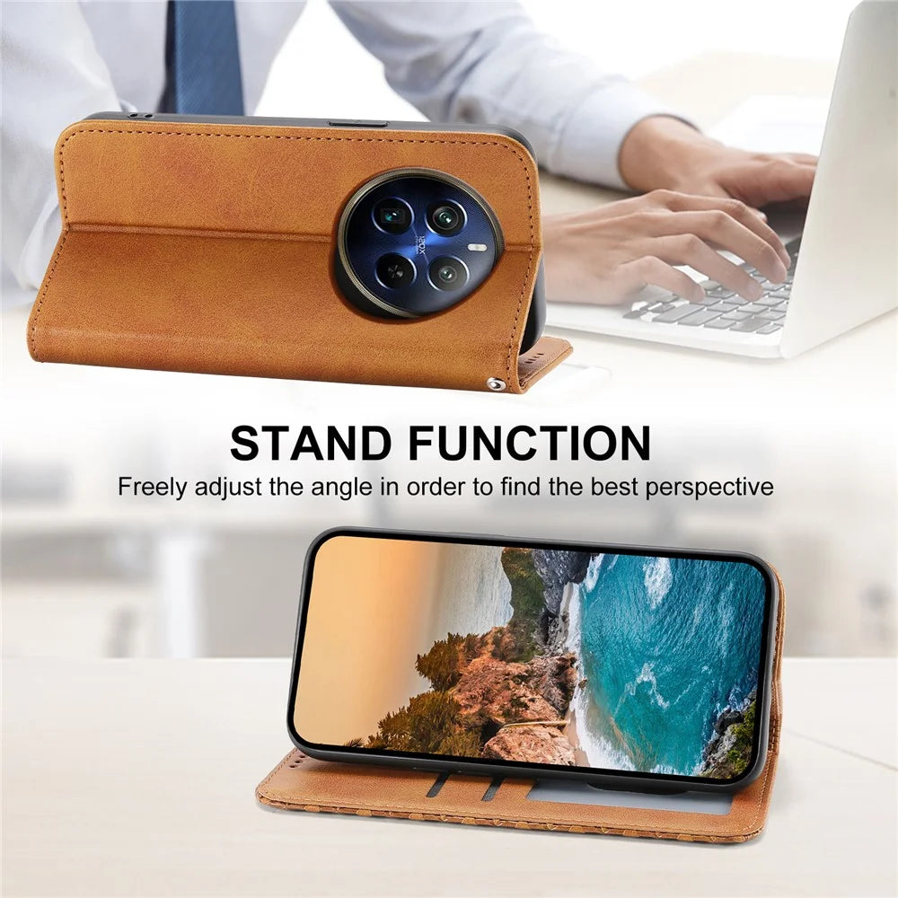 For Realme 12 Pro 5G / Realme 12 Pro+ 5G Case Rhombus Imprinted PU Leather+TPU Phone Cover - Yellow - 4