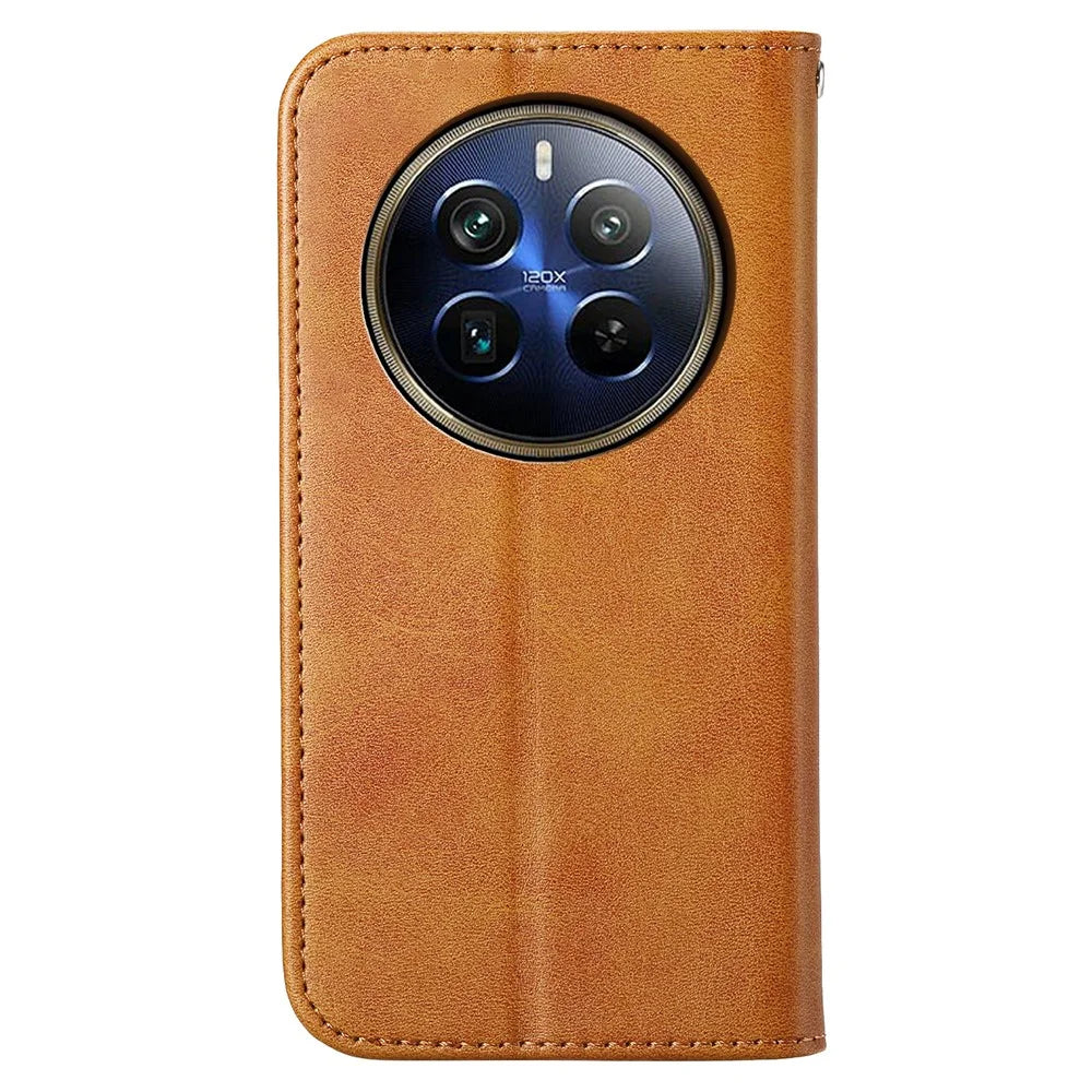 For Realme 12 Pro 5G / Realme 12 Pro+ 5G Case Rhombus Imprinted PU Leather+TPU Phone Cover - Yellow - 7