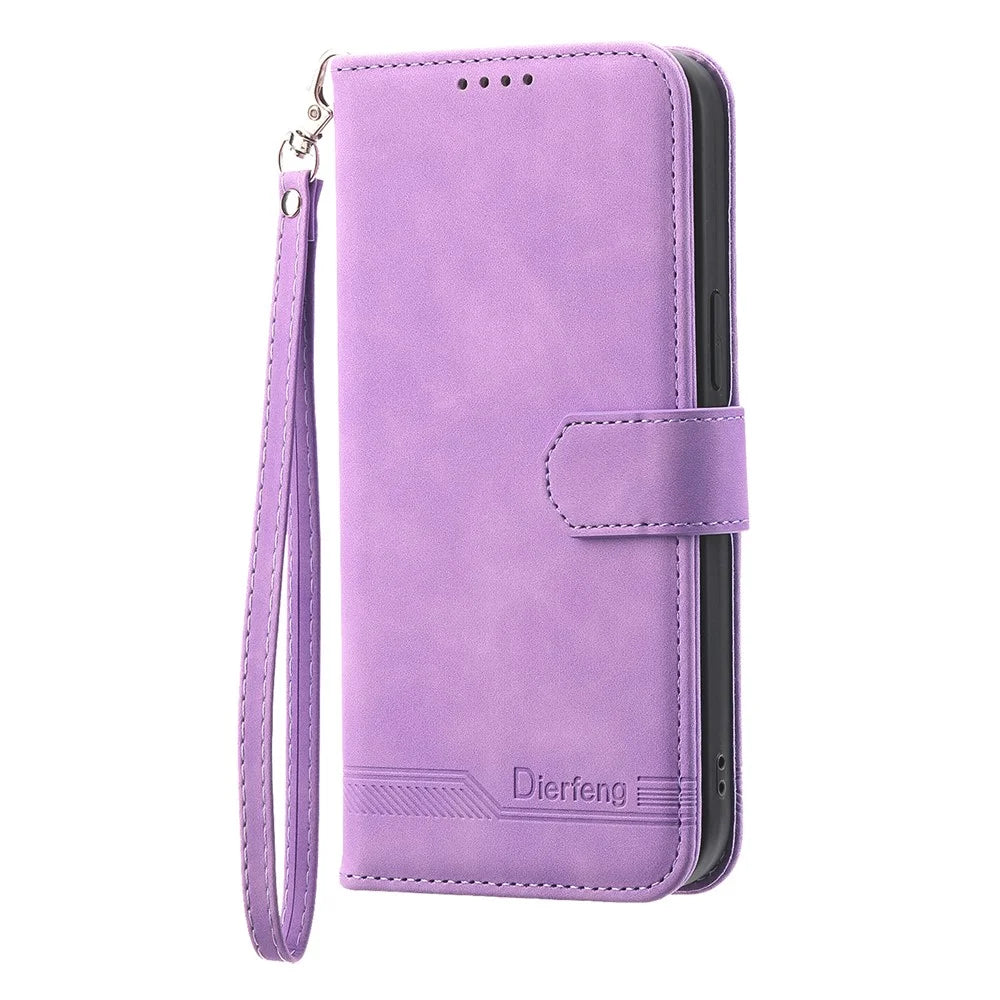 DIERFENG DF-03 for Samsung Galaxy Xcover7 Cases Imprinted Wallet Stand Mobile Leather Case - Purple - 7