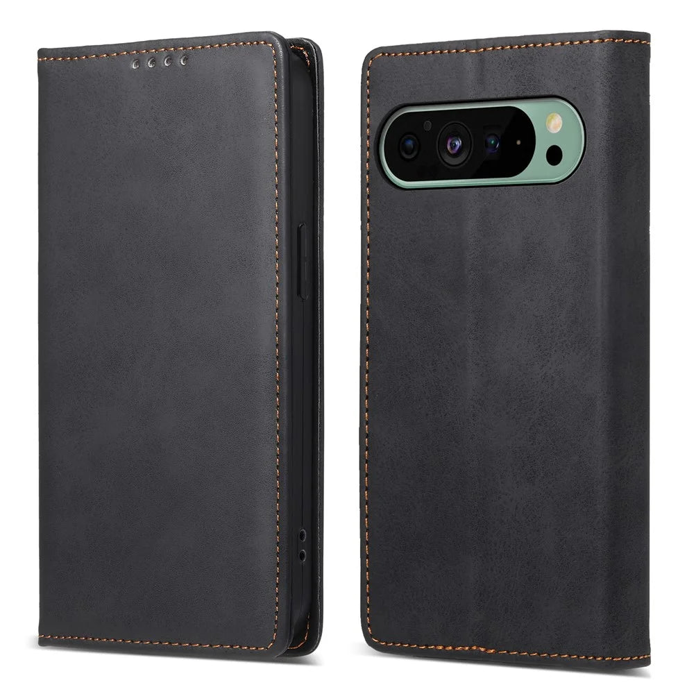 DF-05 For Google Pixel 9 / Pixel 9 Pro Wallet Phone Case Anti-Drop Leather Flip Cover - Black - 1