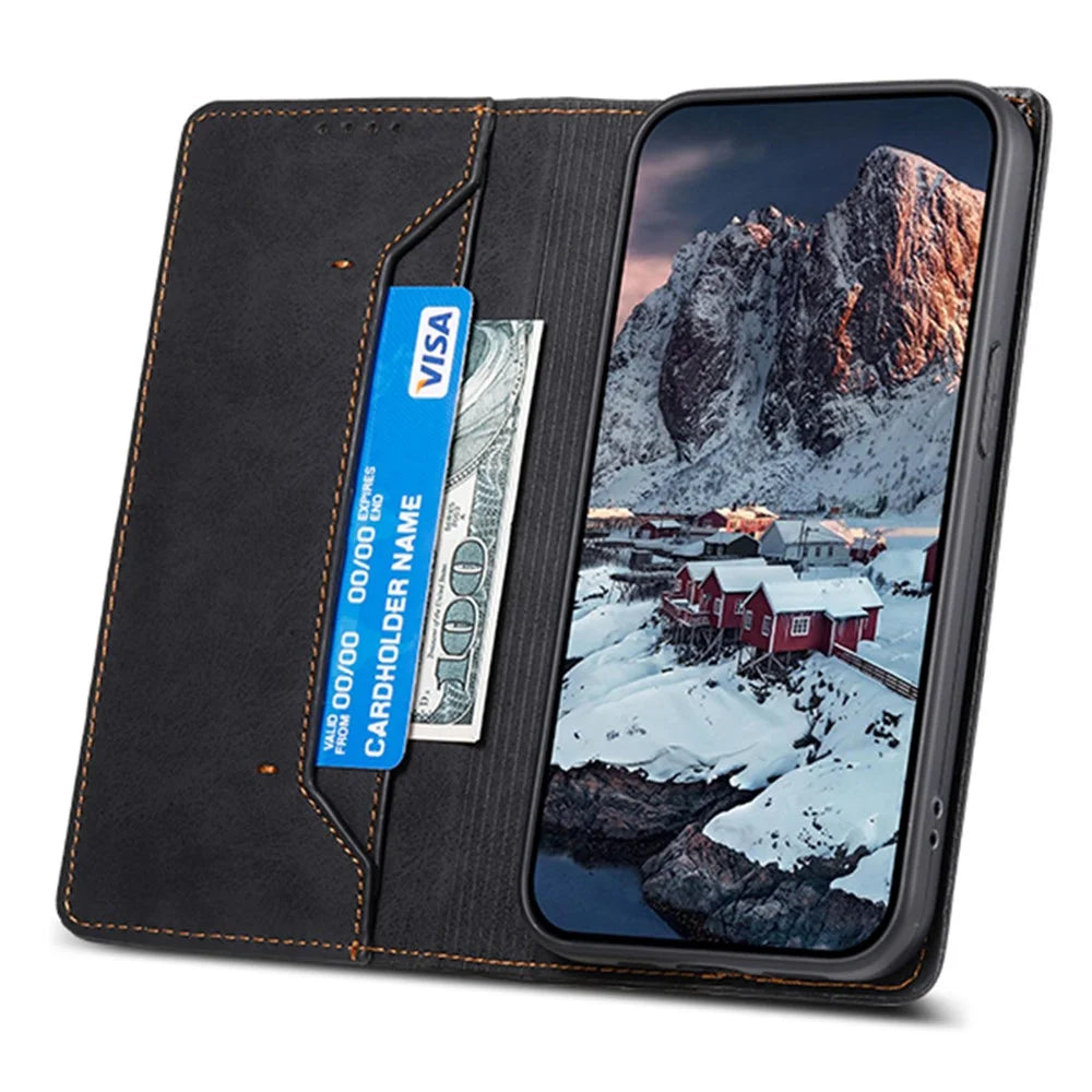 DF-05 For Google Pixel 9 / Pixel 9 Pro Wallet Phone Case Anti-Drop Leather Flip Cover - Black - 3
