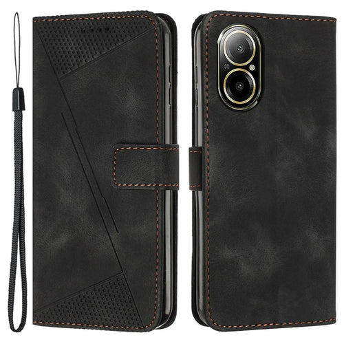 For Realme C67 4G Leather Flip Wallet Case Magnetic Card Slots Phone Cover - Black - 1