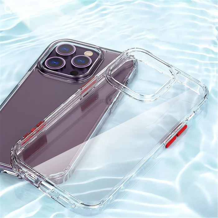 Q.COO Crystal Series for iPhone 14 Pro Max Case Clear Protective PC+TPU Phone Cover - Transparent Black - 4