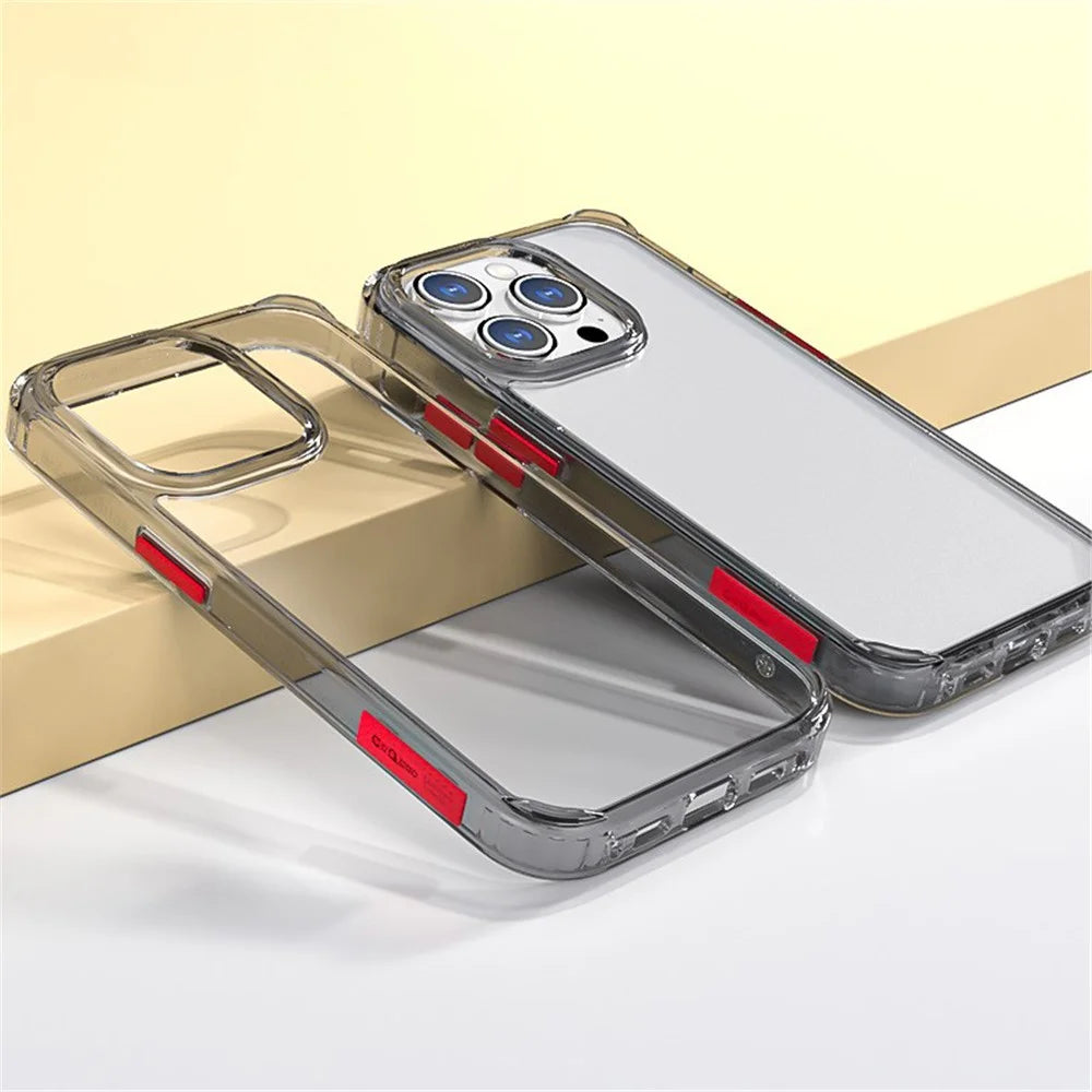 Q.COO Crystal Series for iPhone 14 Pro Max Case Clear Protective PC+TPU Phone Cover - Transparent Black - 6
