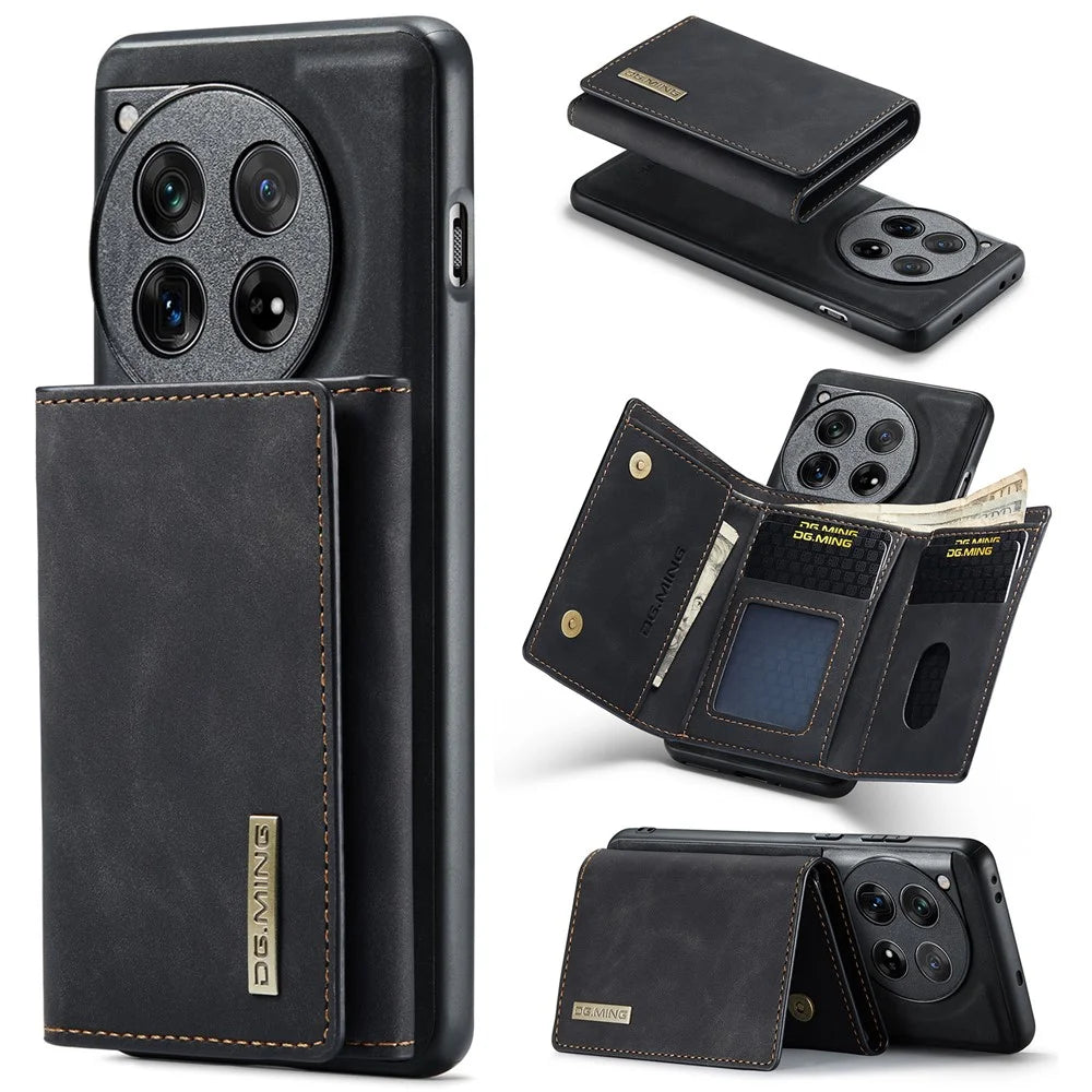 DG.MING M1 Series for OnePlus 12 5G Case Detachable Wallet Phone Cover - Black - 1