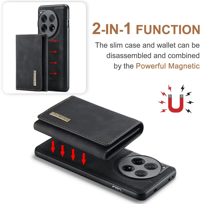 DG.MING M1 Series for OnePlus 12 5G Case Detachable Wallet Phone Cover - Black - 5