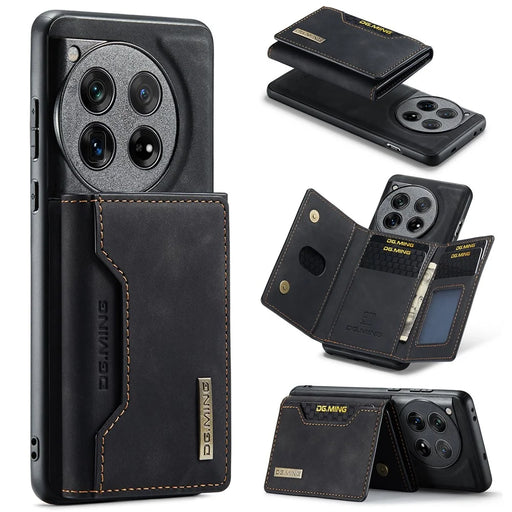 DG.MING M2 Series for OnePlus 12 5G Kickstand Case Detachable Magnetic Wallet Phone Cover - Black - 1