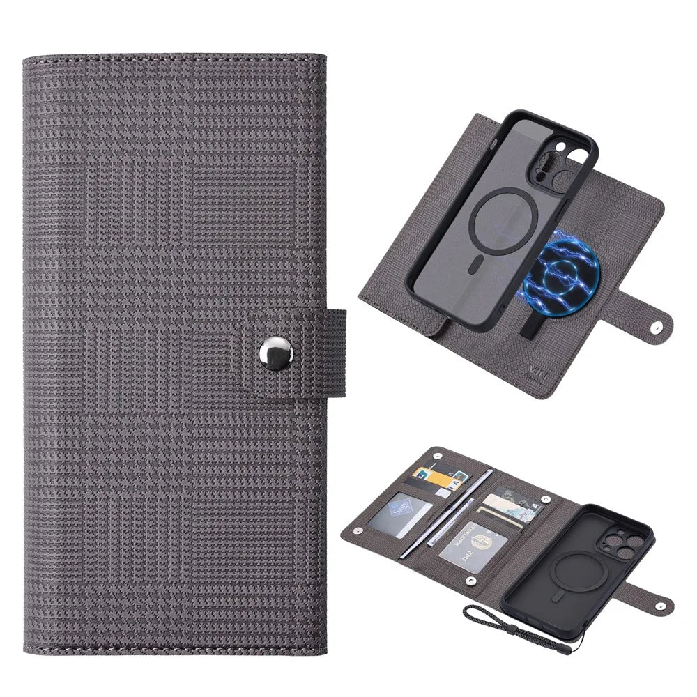 VILI GHA Series For iPhone 15 Pro Case RFID Blocking Card Holder Phone Cover Compatible with MagSafe - Grey - 1