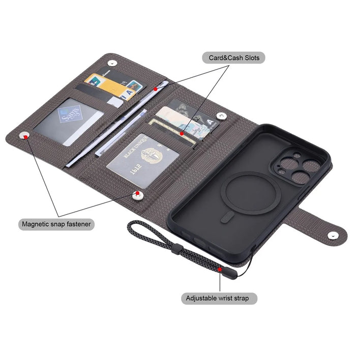 VILI GHA Series For iPhone 15 Pro Case RFID Blocking Card Holder Phone Cover Compatible with MagSafe - Grey - 4