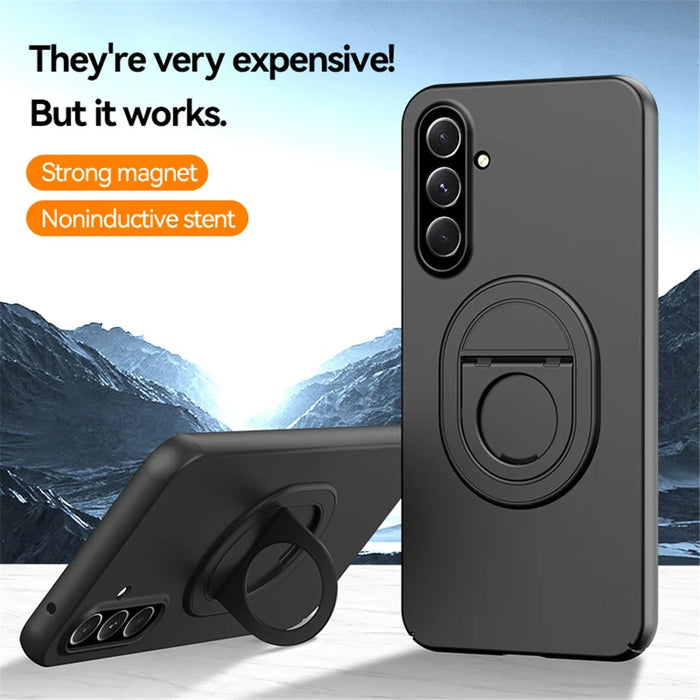 For Samsung Galaxy A54 5G Case Fully Wrapped Hard PC Kickstand Phone Protector Magnetic Case - Black - 4