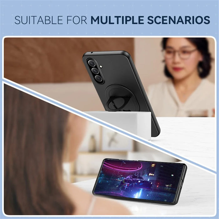 For Samsung Galaxy A54 5G Case Fully Wrapped Hard PC Kickstand Phone Protector Magnetic Case - Black - 7