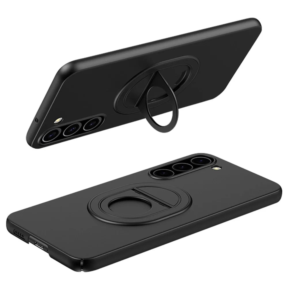 For Samsung Galaxy S23 Phone Case Hard Plastic Kickstand Cover Magnetic Case - Black - 1