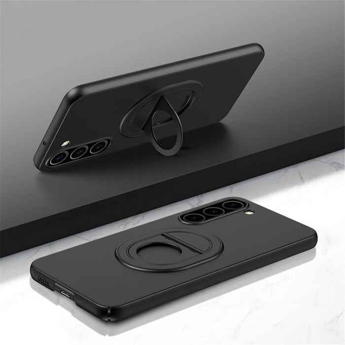 For Samsung Galaxy S23 Phone Case Hard Plastic Kickstand Cover Magnetic Case - Black - 2