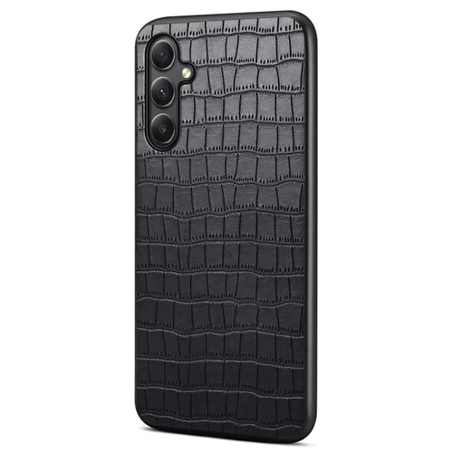 For Samsung Galaxy A34 5G Case PU Leather Coated TPU+PC Classic Fashion Phone Cover - Black - 1
