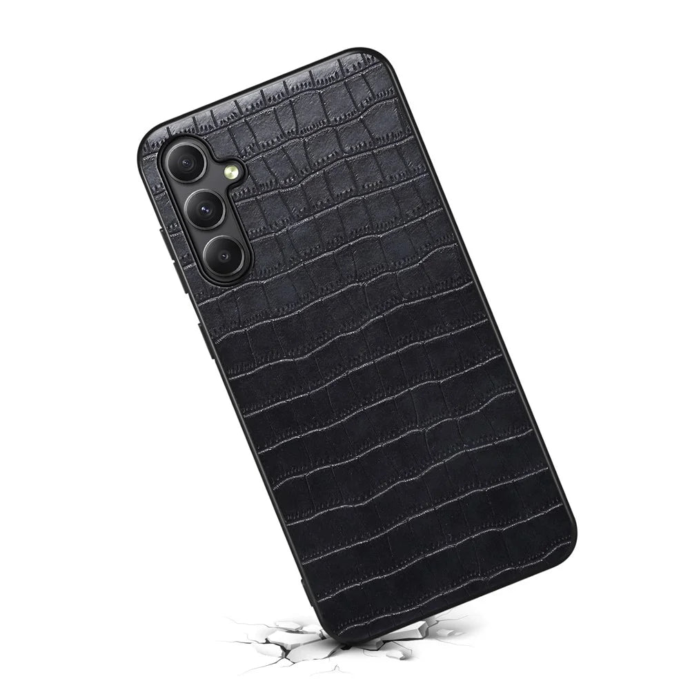 For Samsung Galaxy A34 5G Case PU Leather Coated TPU+PC Classic Fashion Phone Cover - Black - 2