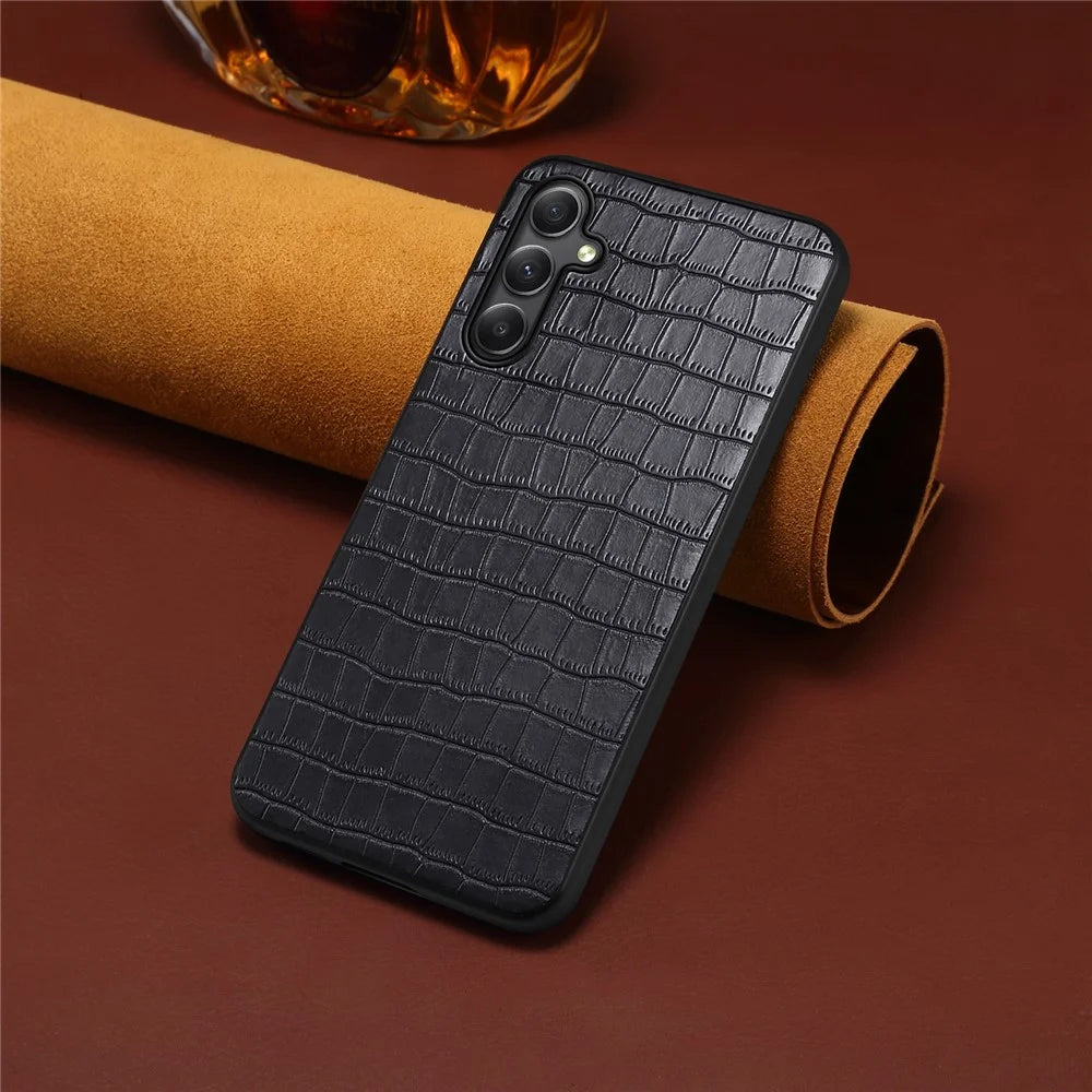 For Samsung Galaxy A34 5G Case PU Leather Coated TPU+PC Classic Fashion Phone Cover - Black - 4