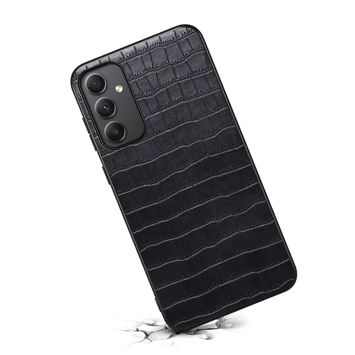 For Samsung Galaxy A35 5G Leather Back Case Crocodile Texture Protective Cover Shell - Black - 2