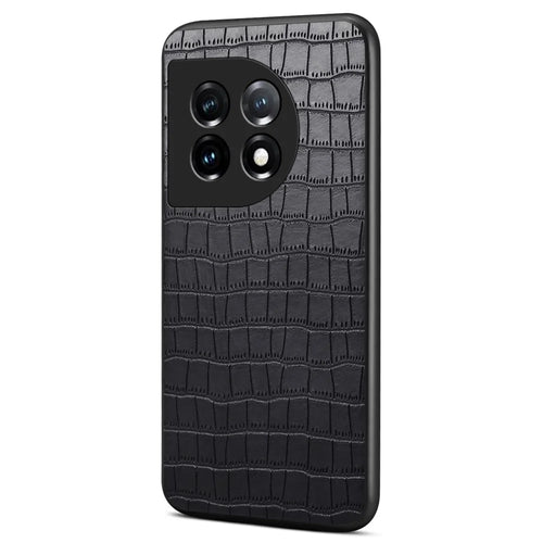 For OnePlus 11 5G Cell Phone Cases Slim-Fit Crocodile Pattern Textured Cover - Black - 1